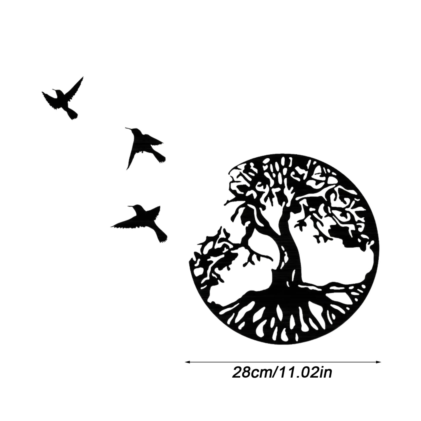 Tree Of Life & Birds Metal Wall 11.02in Decor Art Decoration For Balcony Patio Porch Home Bedroom Living Room Pendant