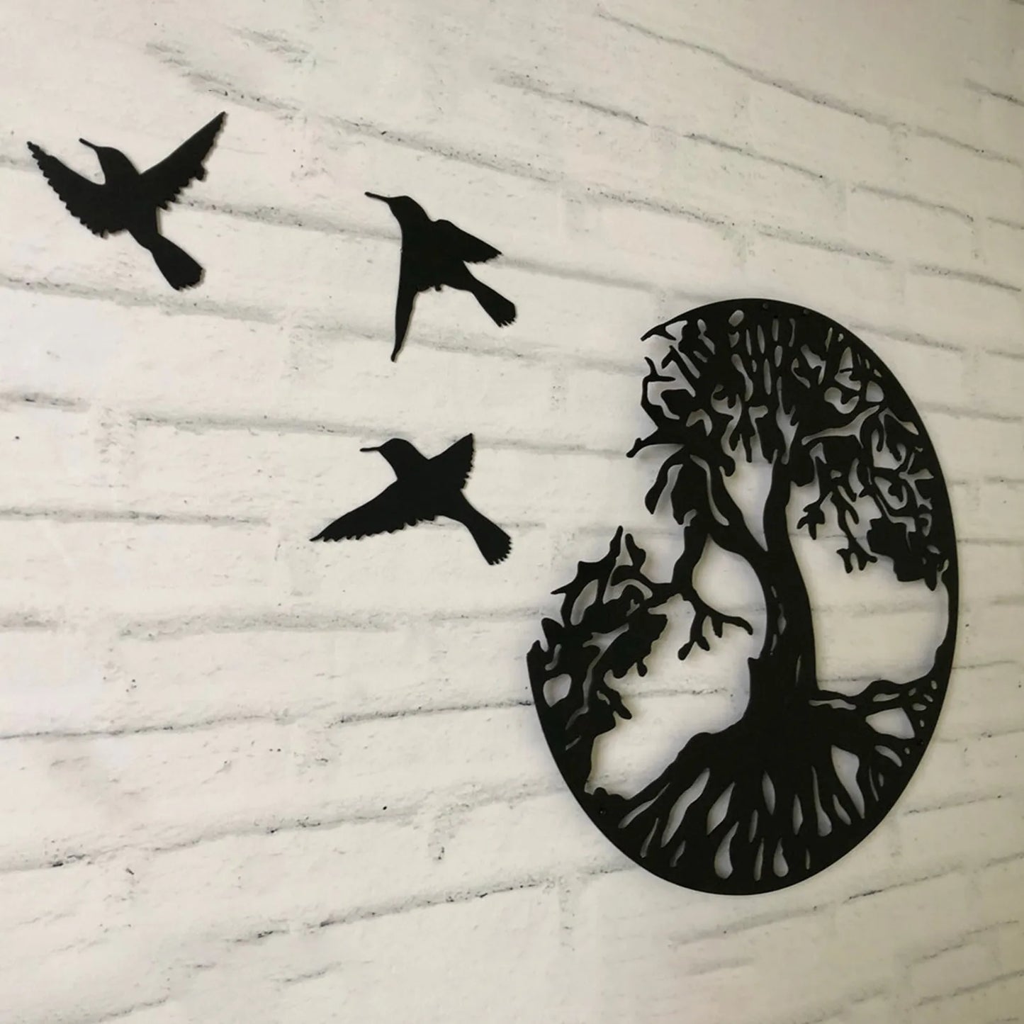 Tree Of Life & Birds Metal Wall 11.02in Decor Art Decoration For Balcony Patio Porch Home Bedroom Living Room Pendant