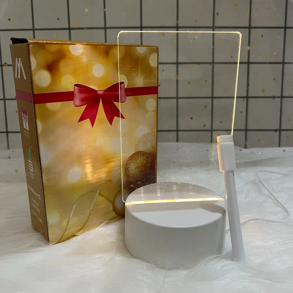 Note Board LED Night Light Rewritable Message Board with Pen Warm Soft Light USB Power Night Lamp Home Holiday Gift For Children