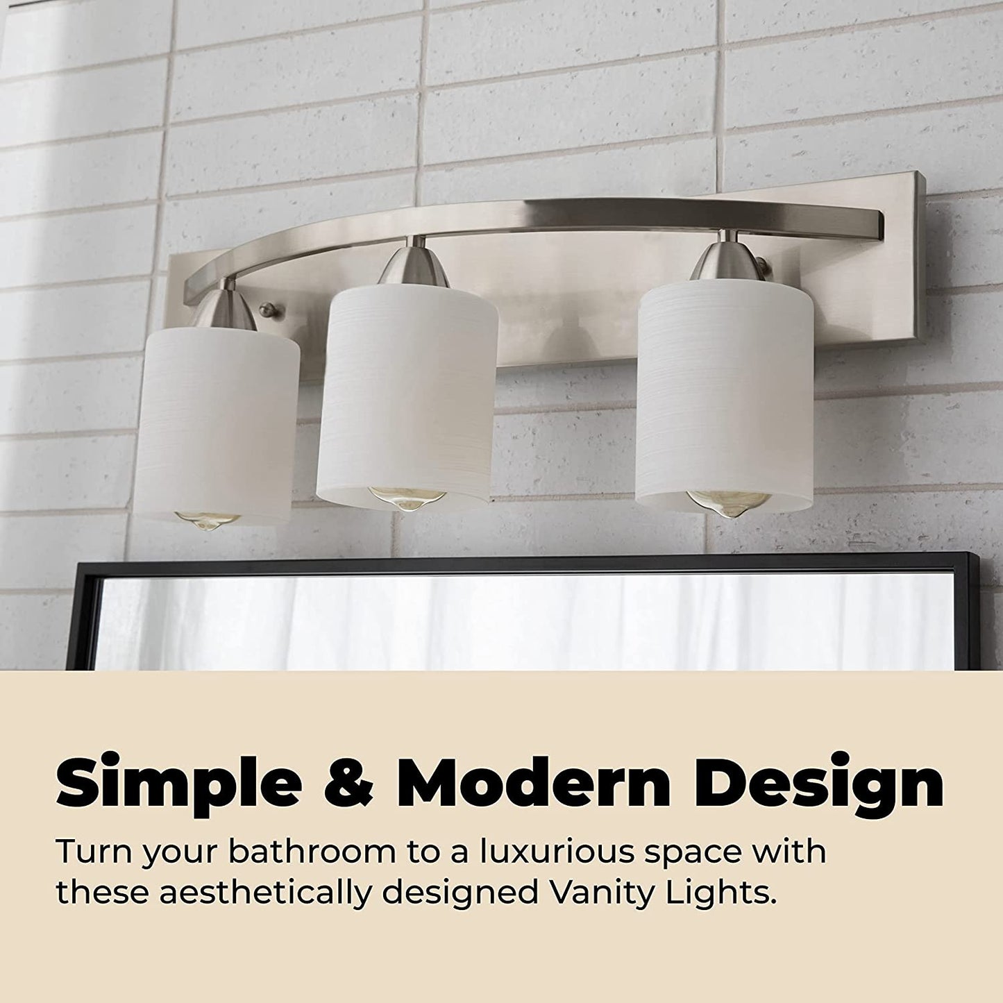 | Bathroom Vanity Light Bar | Interior Bathroom Lighting Fixtures with Modern Glass Shade