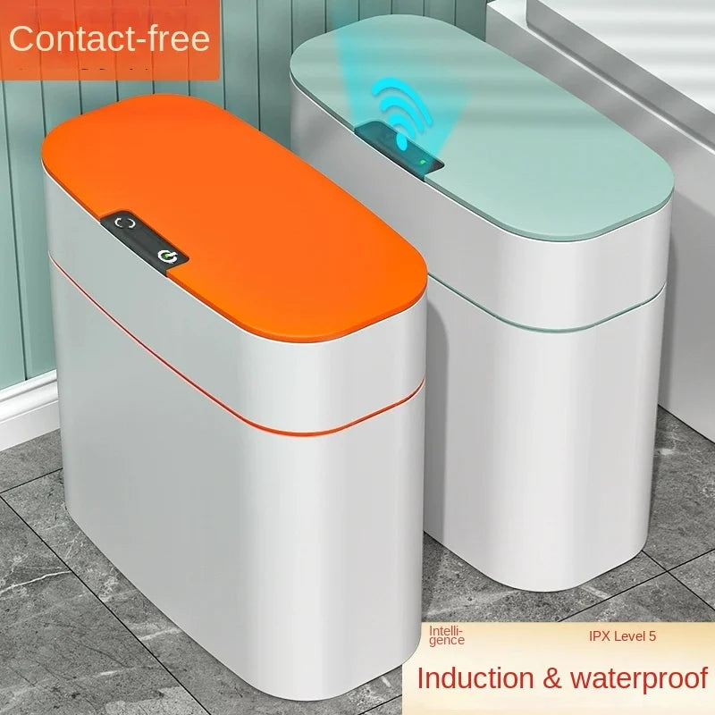 13L/16L  Smart Trash Can High-tech Induction Storage Bucket Bathroom Deodorant Waterproof Trash Can Household with Lid Creative