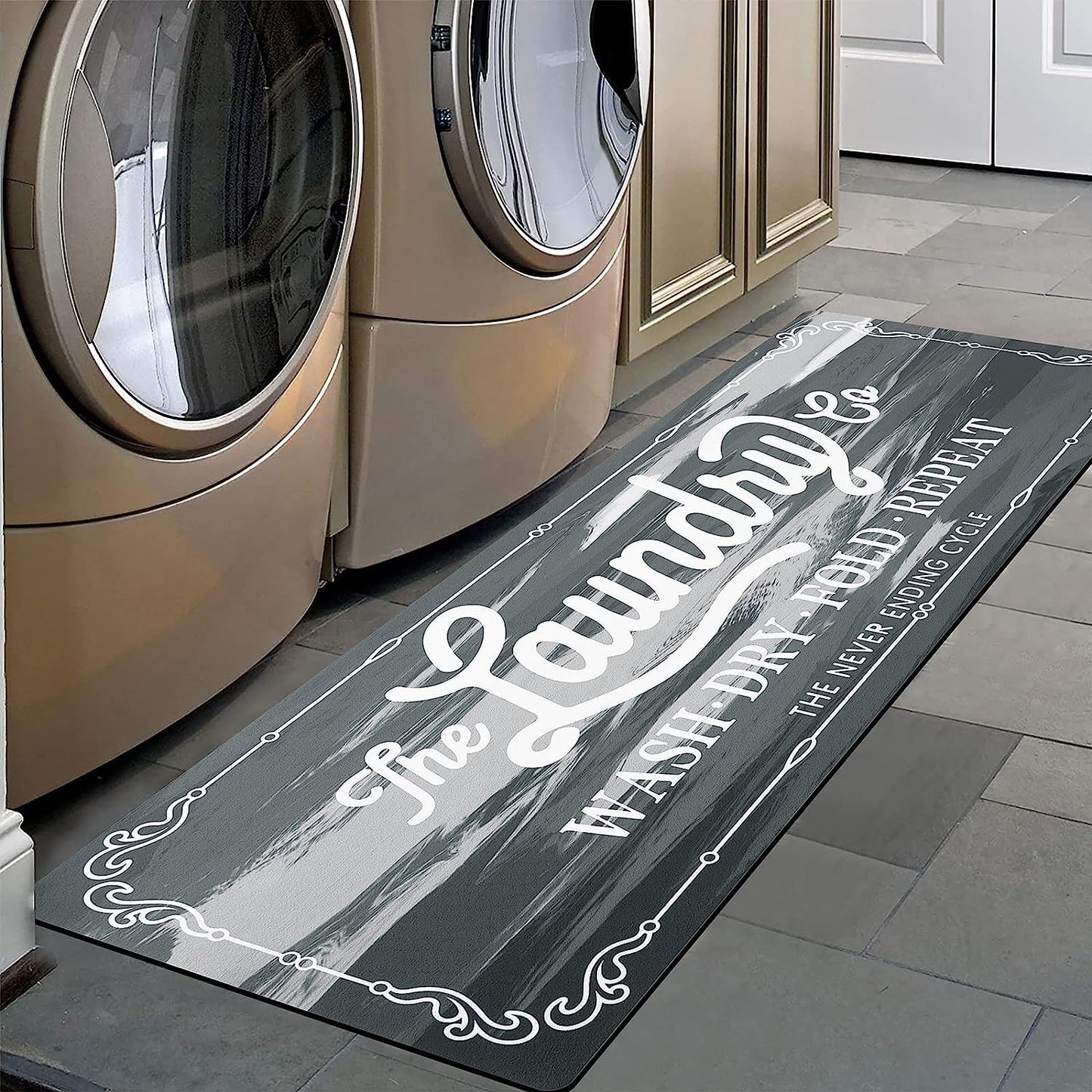 Farmhouse Laundry Room Rug Runner 20"X48" Non Slip Kitchen Rugs and Mats Laundry Room Decor Washable Rugs Carpet Runner for Kitchen Floor Laundry Room Bathroom Hallway Entryway Area Rugs