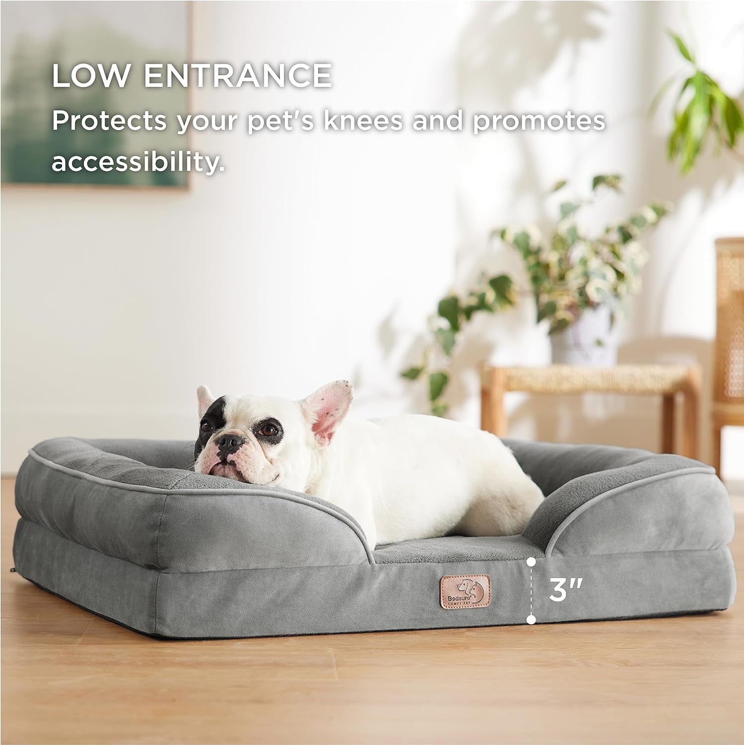 Orthopedic Bed for Medium Dogs -Grey