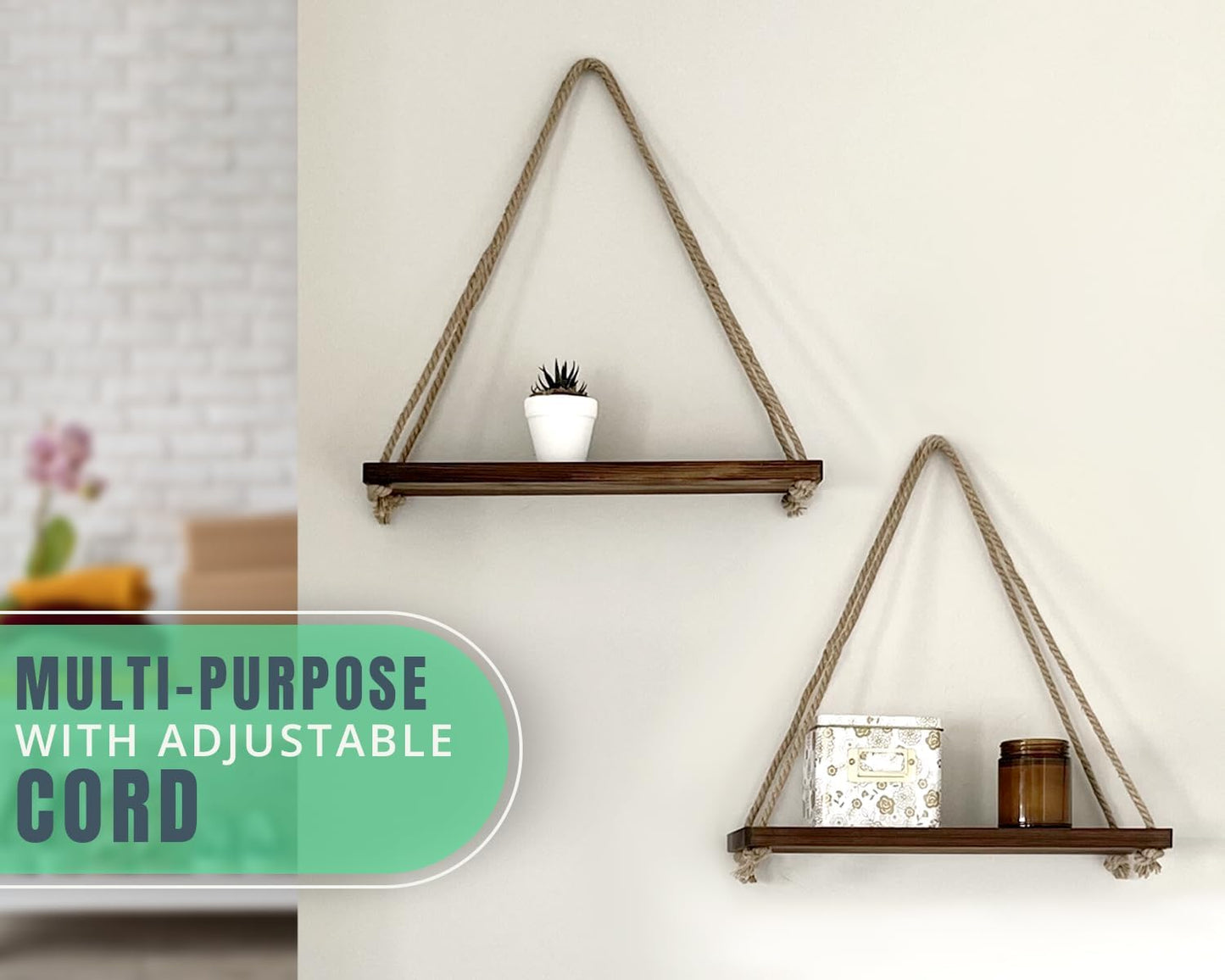 Hanging Shelves for Wall - Set of 2 