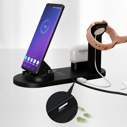 Best-Tech 4 In 1 Wireless Charging Dock 10w Wireless Fast Charging Mobile Phone Watch Earphone Charging Stand Charging Base