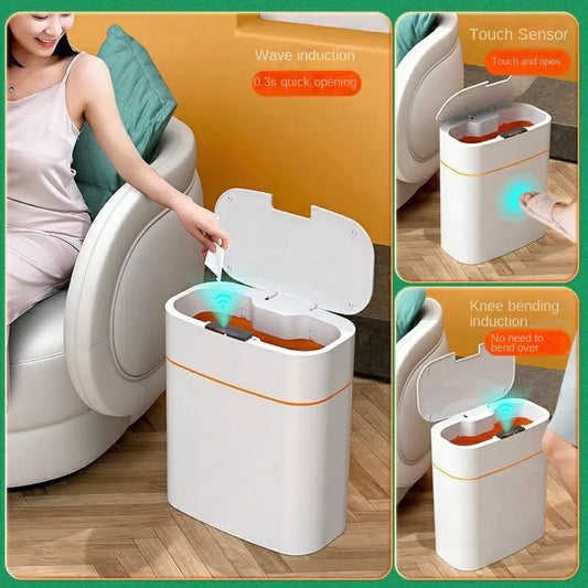 13L/16L  Smart Trash Can High-tech Induction Storage Bucket Bathroom Deodorant Waterproof Trash Can Household with Lid Creative