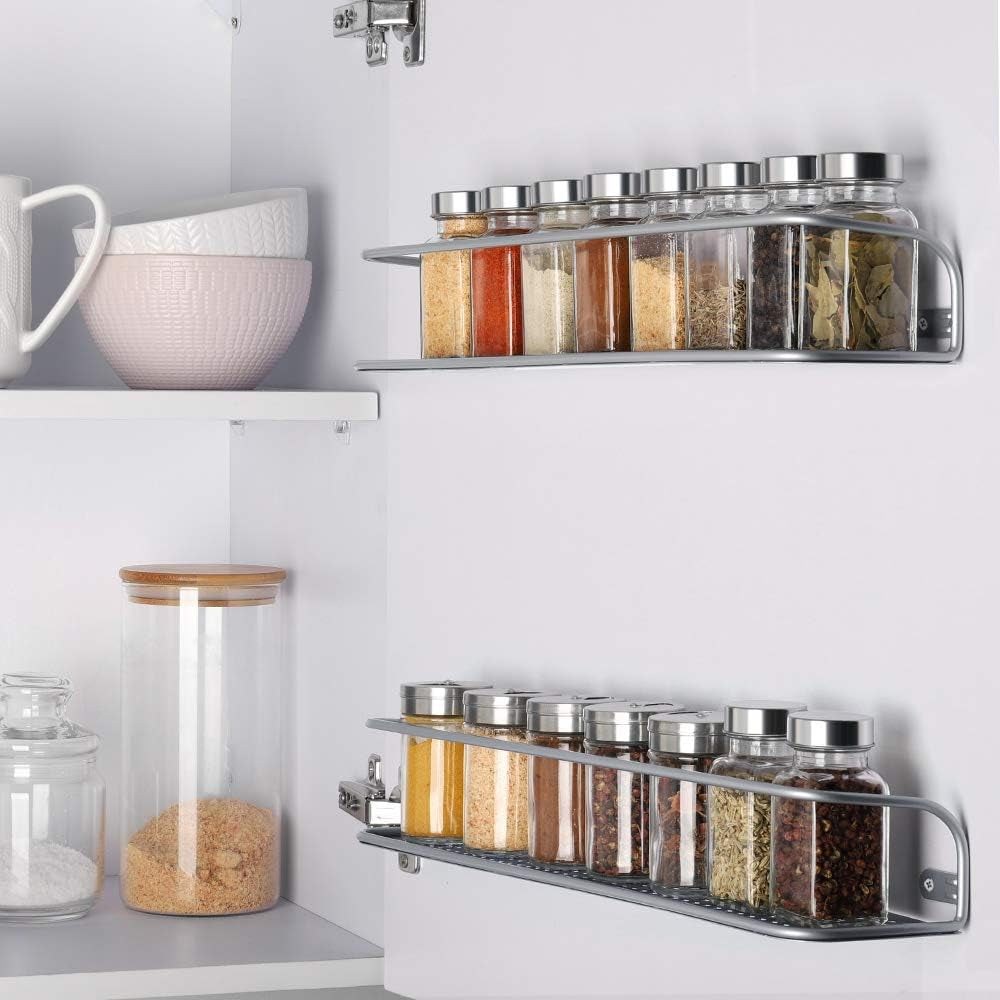 4 Pack Spice Rack Organizer Wall Mounted for Cabinet, Door, 16.54" L, Large