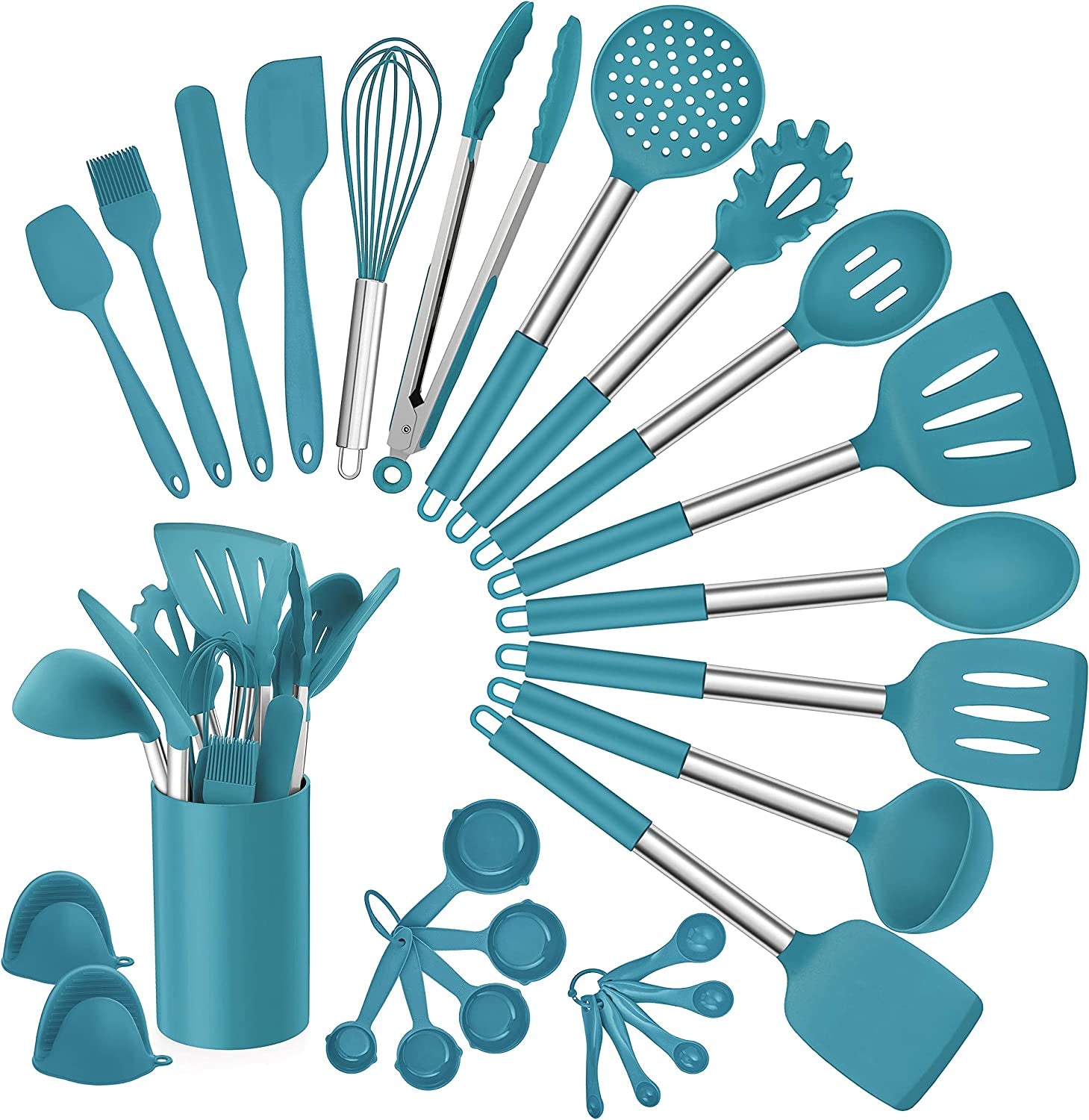 27 Pieces Silicone Cooking Utensils Set with Holder