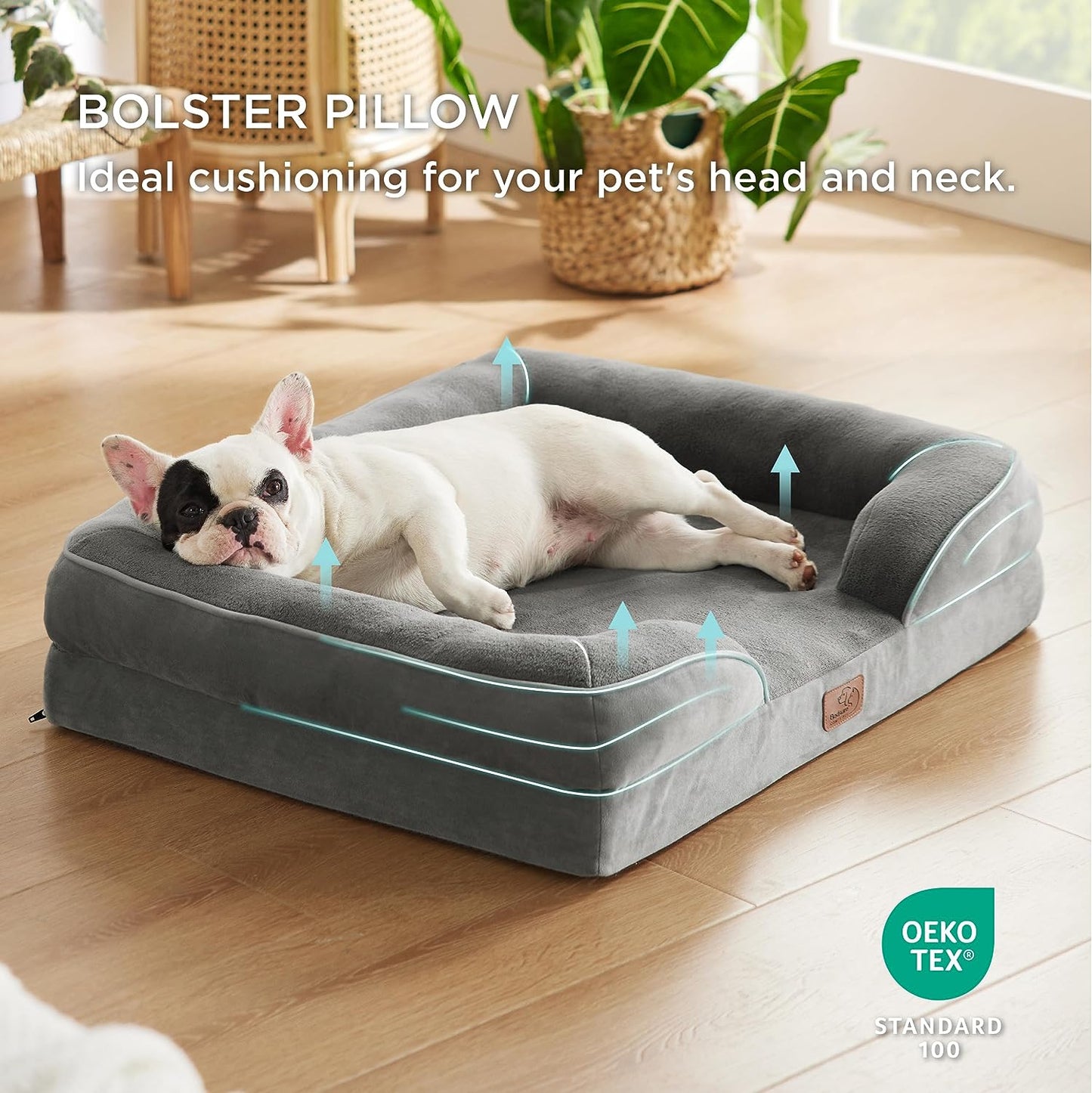 Orthopedic Bed for Medium Dogs -Grey