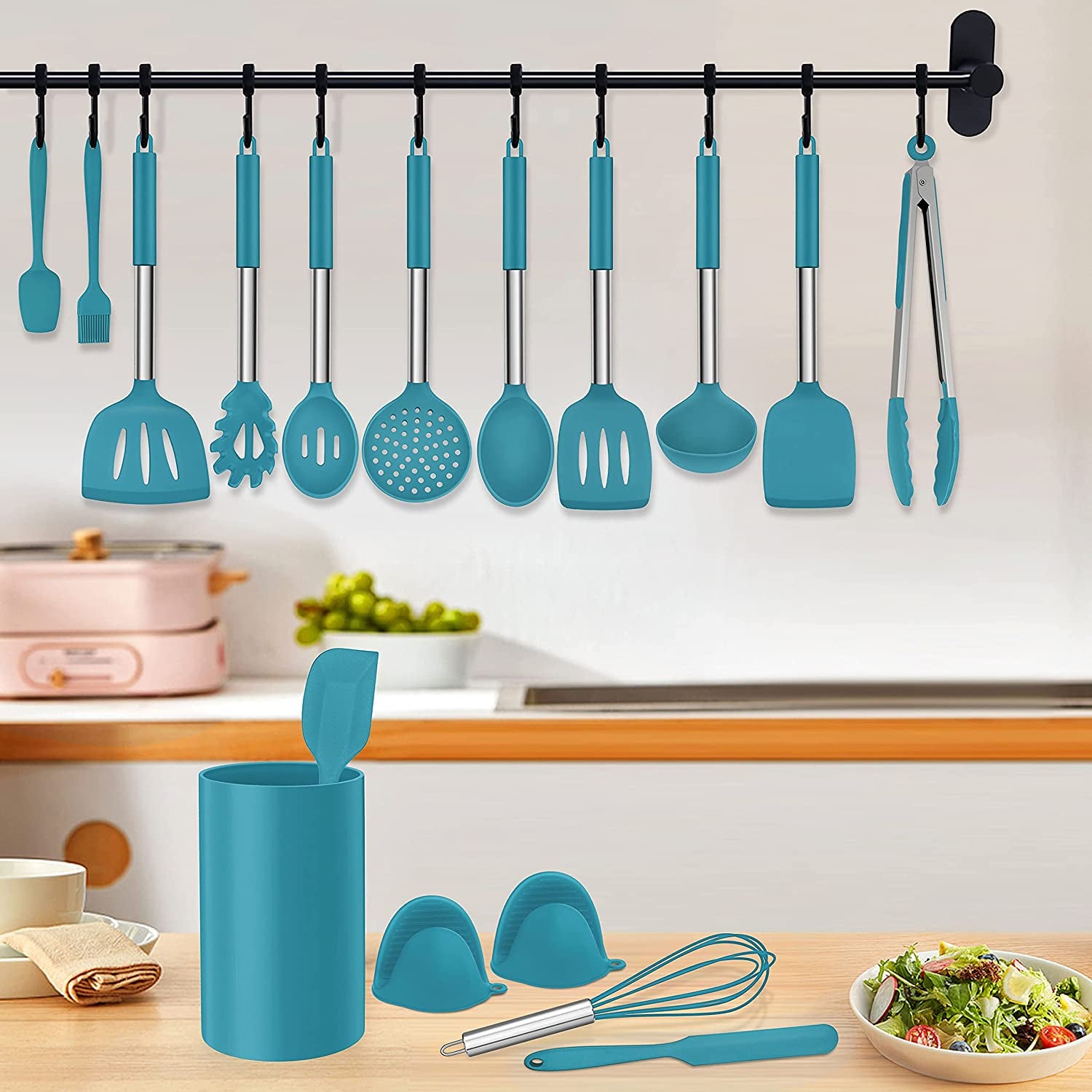 27 Pieces Silicone Cooking Utensils Set with Holder